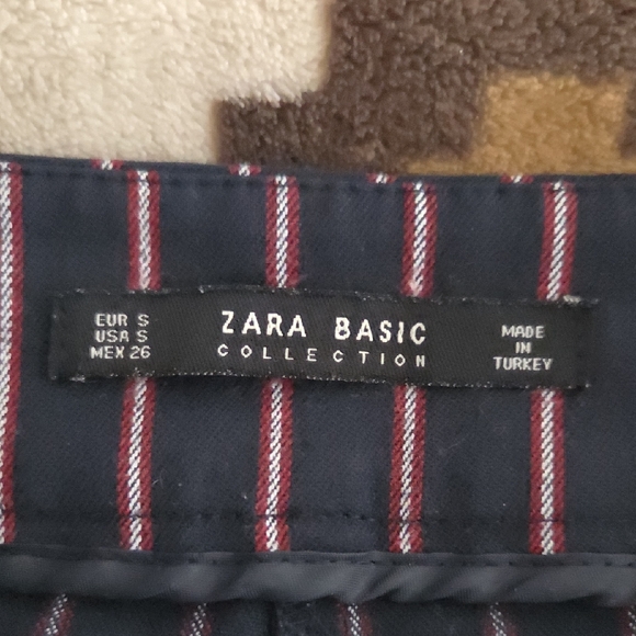 Zara Navy Pinstripe Straight-Leg Pants with Pink Stripes - Picture 6 of 7
